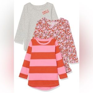 Amazon Essentials Girls👧🏻Long-Sleeve Tunic T-Shirts👚Pack of 3 Sz L